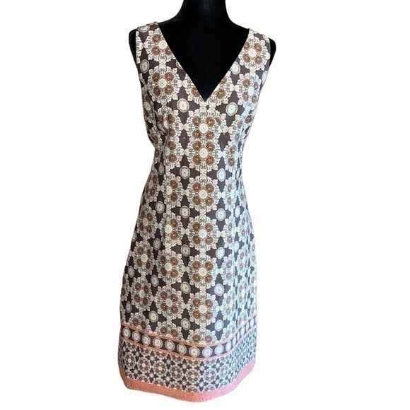 D by Ltd. Woman’s Printed Pattern Earth-toned Cotton Dress - Picture 1 of 7
